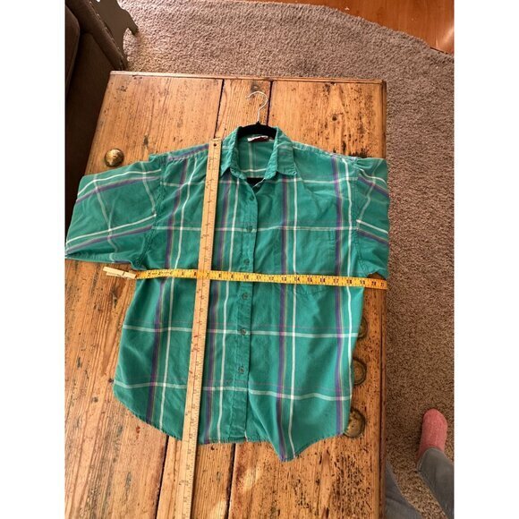 Grand Design Womens Green Blouse 10 long sleeve vintage collared button up cotto - Picture 8 of 8